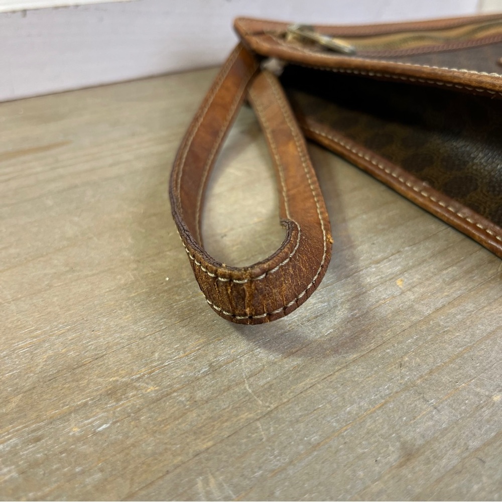 Vintage Celine Macadam Wristlet Zip Clutch Brown Retro Pouch Old Money Quiet Lux - Picture 7 of 16